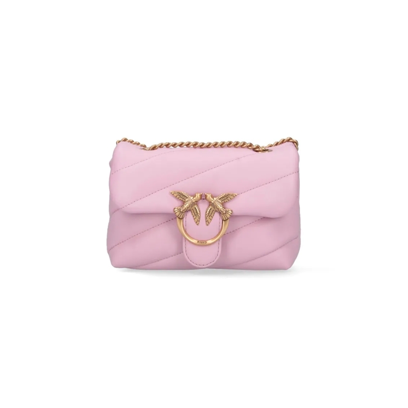 Pinko Sac à bandoulière Mini Shoulder Bag With Quilted Texture And Love Bi Pink