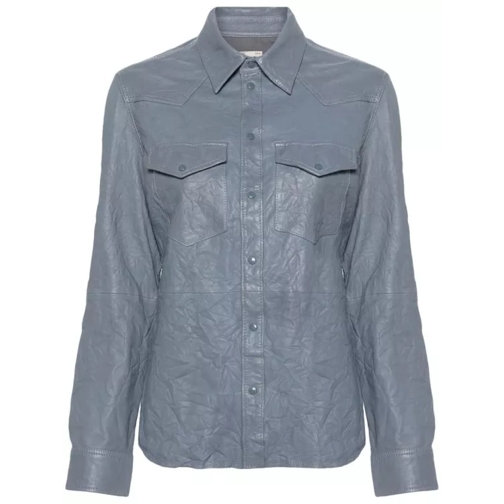 Zadig & Voltaire Thelma Crinkled Leather Shirt Blue 