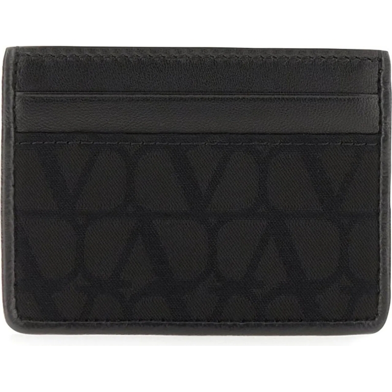 Valentino Garavani Geldbörse Valentino Black leather Toile Iconographe card hol schwarz