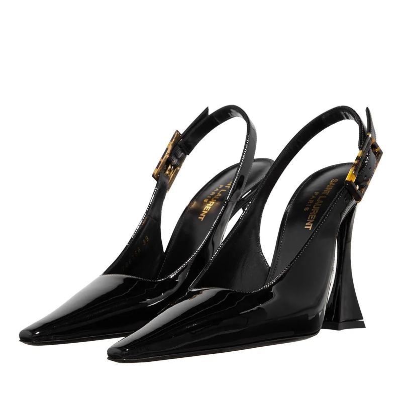Saint Laurent Pumps Dune Patent Leather Slingback Pumps Black