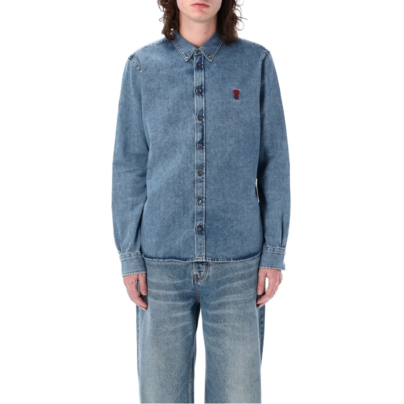 AMI Paris Legeres Oberteil Denim Ami De Coeur shirt blau