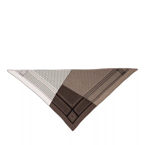 Lala Berlin Triangle Patchwork Brown M Grey On Foal Cashmere Scarf