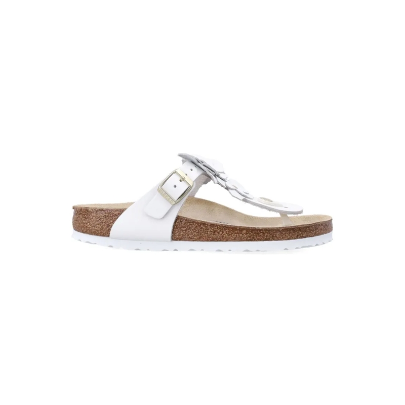 Birkenstock Sandales Gizeh White Leather Flower Sandals Neutrals