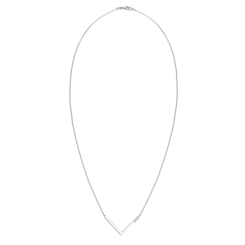 Elli Mittellange Halskette Halskette V-Kette Geo Diamant (0.045 ct.) 925 Silb weiss(Image 3)