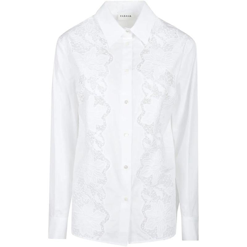 P.A.R.O.S.H. Chemisier Cioccolato Long Sleeve Shirt White weiß