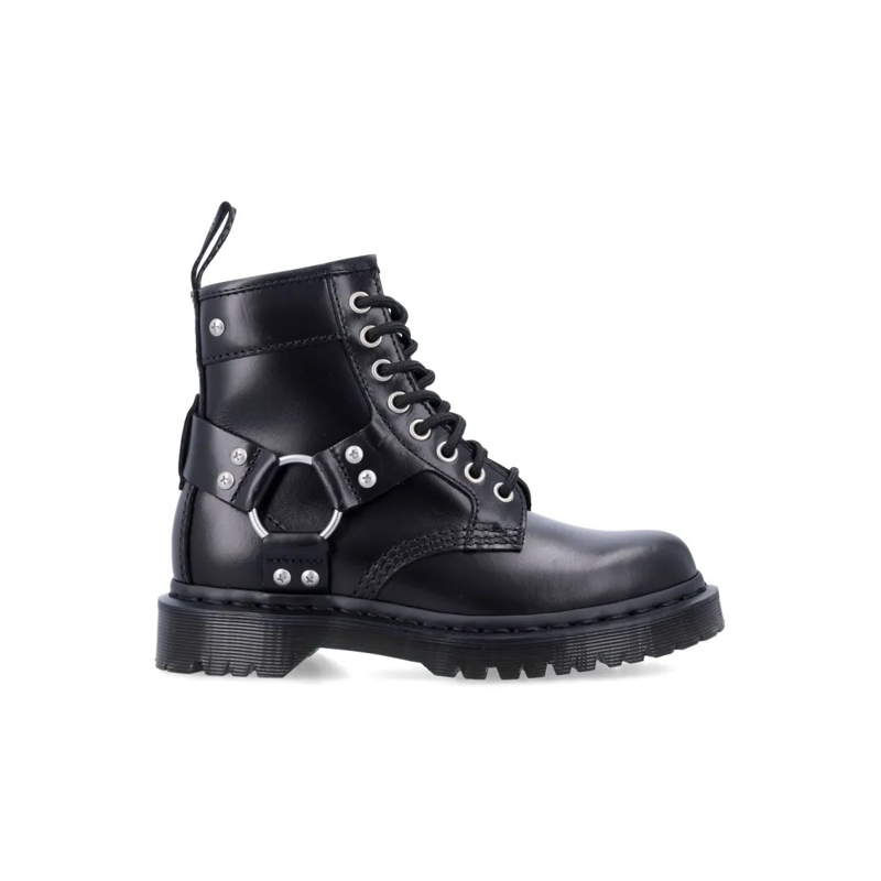 Dr. Martens Stiefel Black Leather 1460 Harness Boots Black