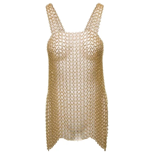 Silvia Gnecchi Gold-Tone Mini Dress With Shoulders Straps And Sid Gold 