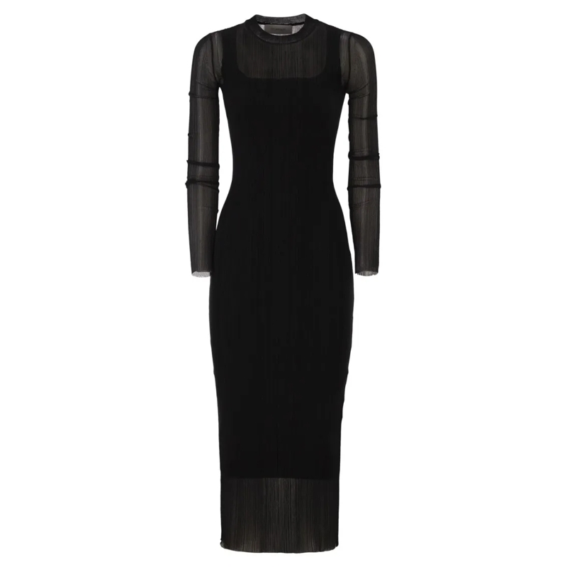 Sportmax Robe midi Spxcaro - Short-Sleeved Dress In Stretch Viscose Black