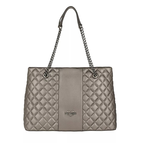 Love Moschino Quilted Metallic Nappa Shopping Bag Peltro Tote
