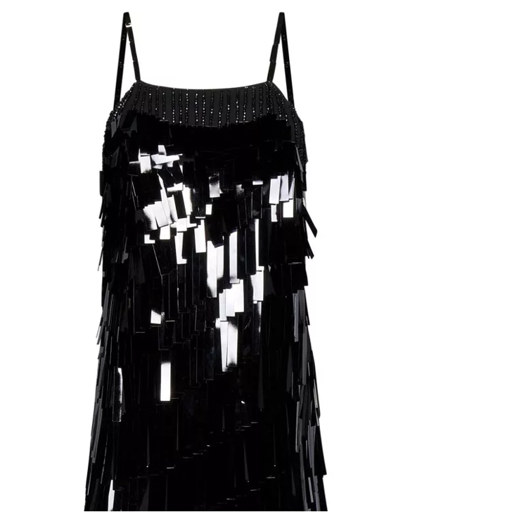 The Attico Black Rectangular Sequins Mini Dress Black Kleider