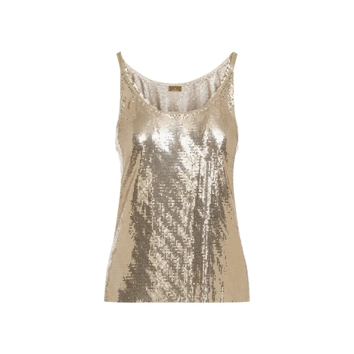 Paco Rabanne Chemisiers Print Mesh Tank Top Gold