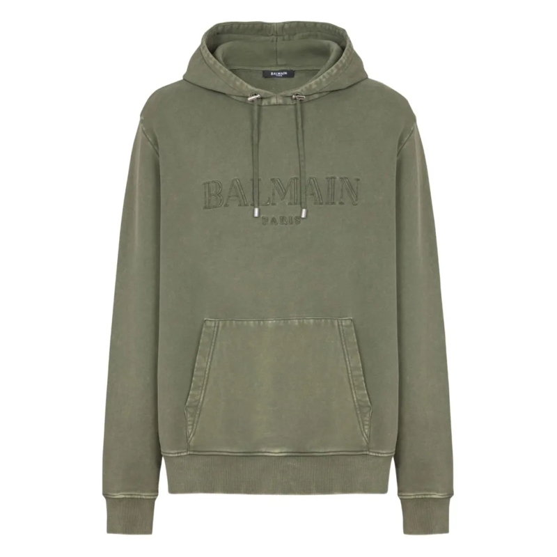 Balmain  Olive Green Hoodie Grey