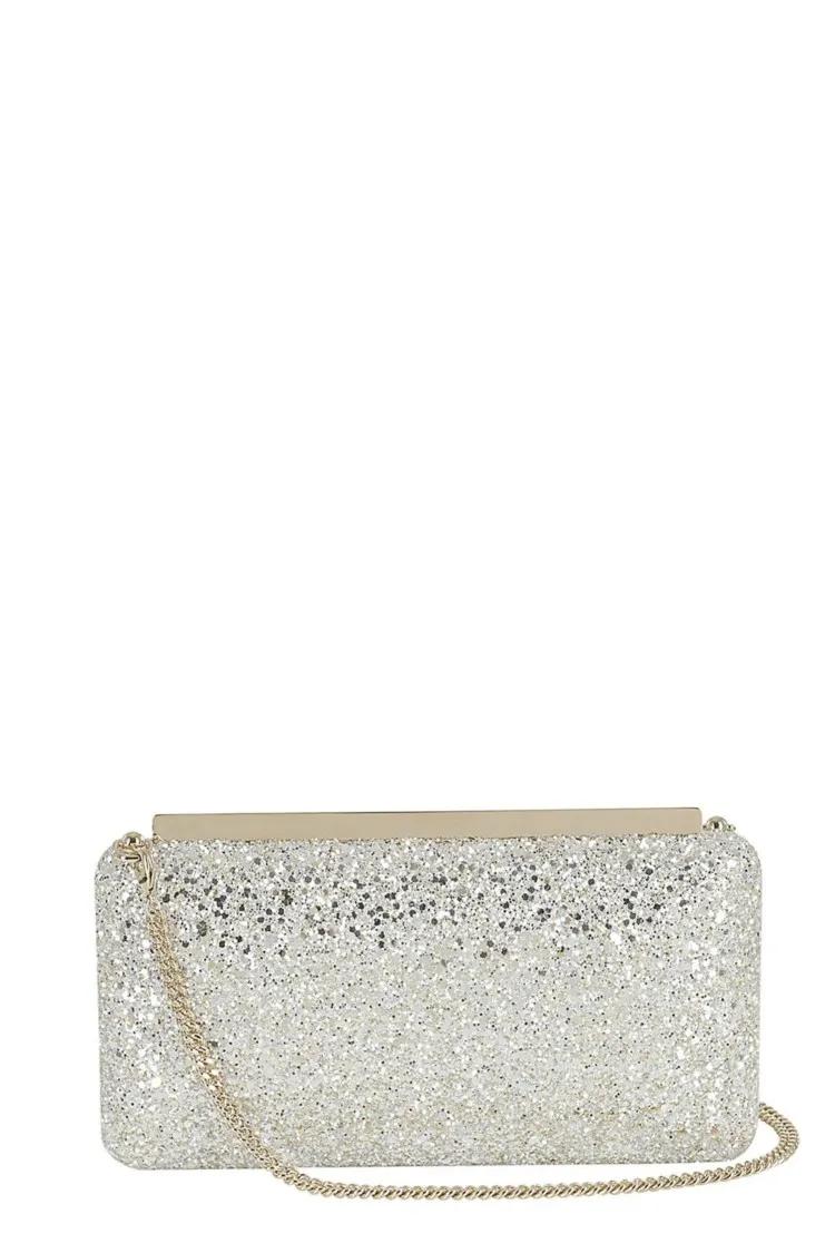 Jimmy Choo Clutches Coarse Glitter Fabric Clutch in zilver