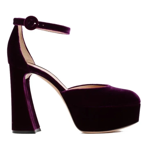 Gianvito Rossi Purple Velvet Platform Sandals Purple Sandaler