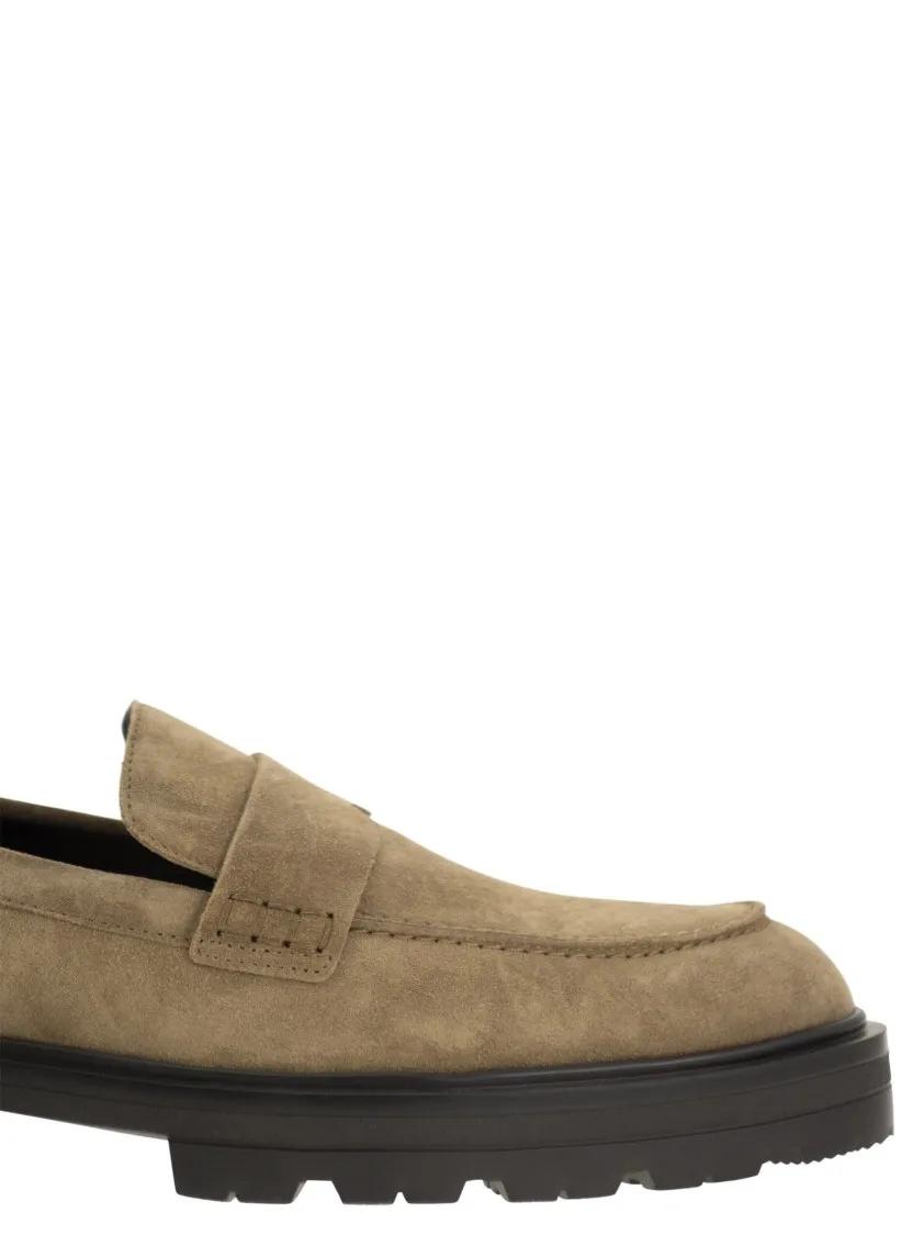 Thumbnail - Hogan Loafer - H673 Suede Moccasin With Carrarmato Bottom - Gr. 10 - in Schwarz - für Damen