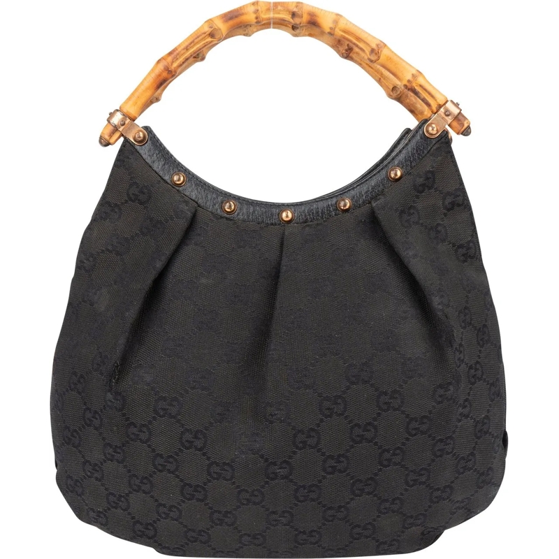 Gucci Schultertasche Gucci GG Monogram Bamboo Handbag schwarz