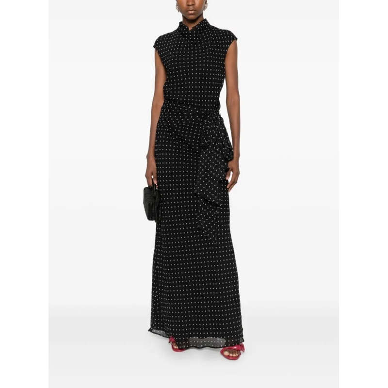 Rotate Maxikleid Polka Dot Maxi Dress With Keyhole Detail Black(Image 4)