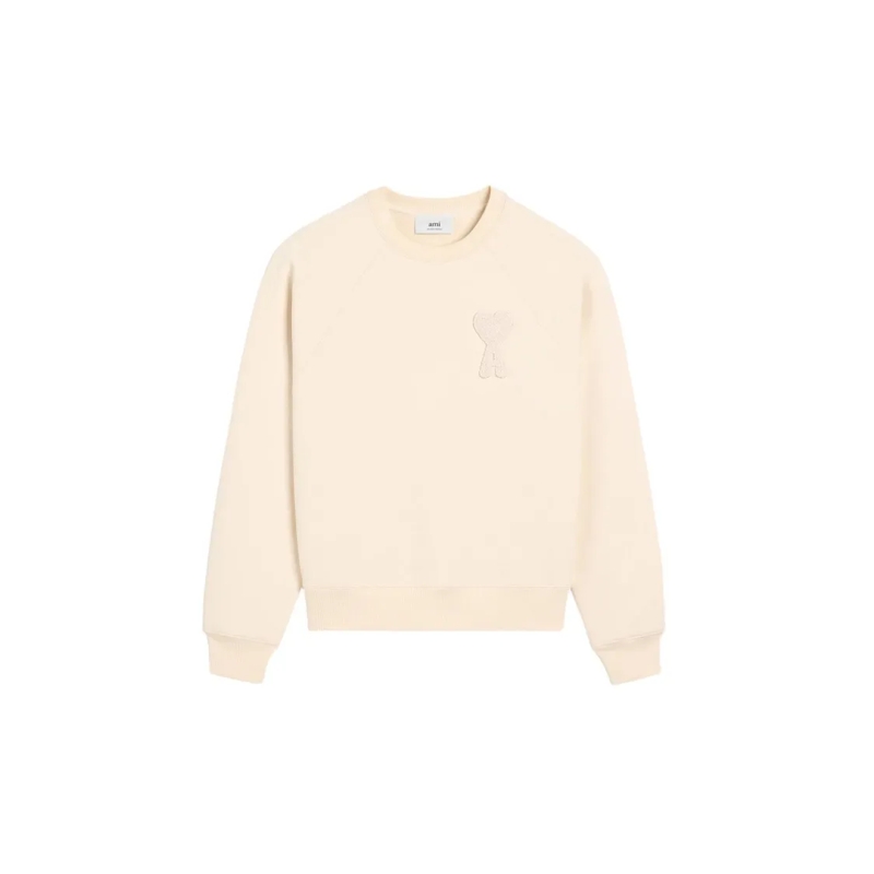 AMI Paris  Crewneck Sweatshirt With Tonal Logo Neutrals