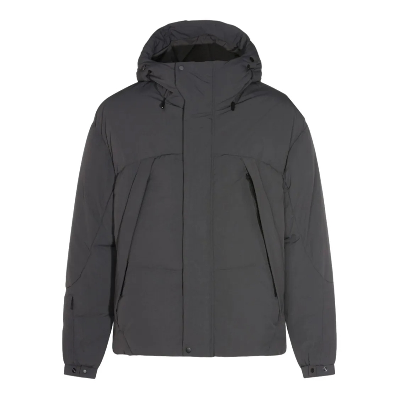 JG1 Doudoune Padded Black Coat With High Collar Grey