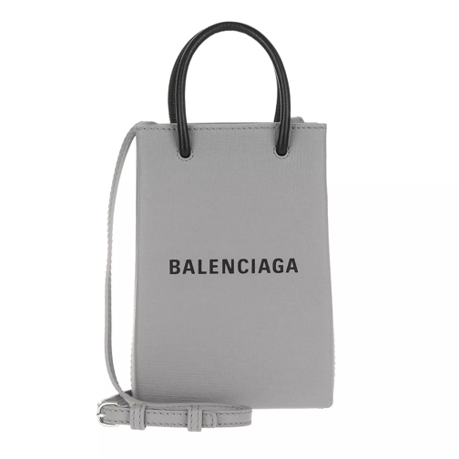 Balenciaga Shopping Phone Holder Bag Leather  Grey Phone Bag