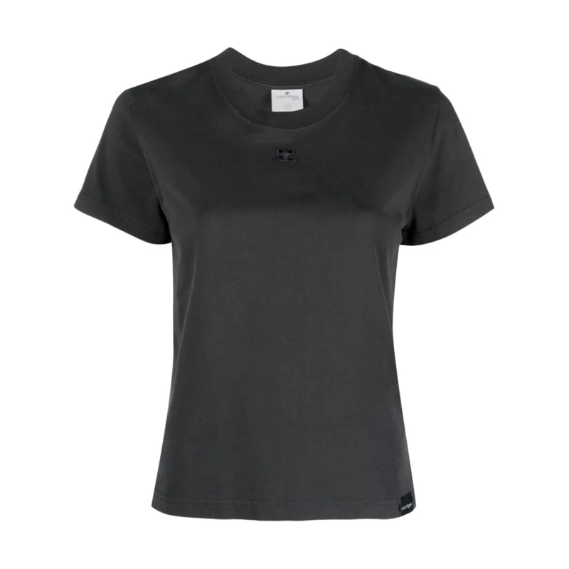 Courrèges T-shirt Charcoal Grey Cotton Jersey Top Black