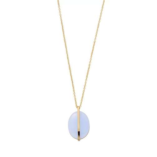 Skagen Sea Glass Blue Glass Pendant Necklace Gold Collana corta