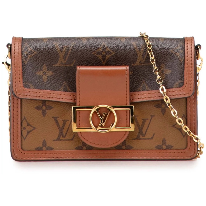 Louis Vuitton Schultertasche Monogram Reverse Dauphine Wallet on Chain braun