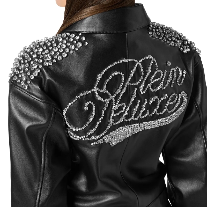 Philipp Plein Daunenjacke Leather Bomber Signature schwarz(Image 5)