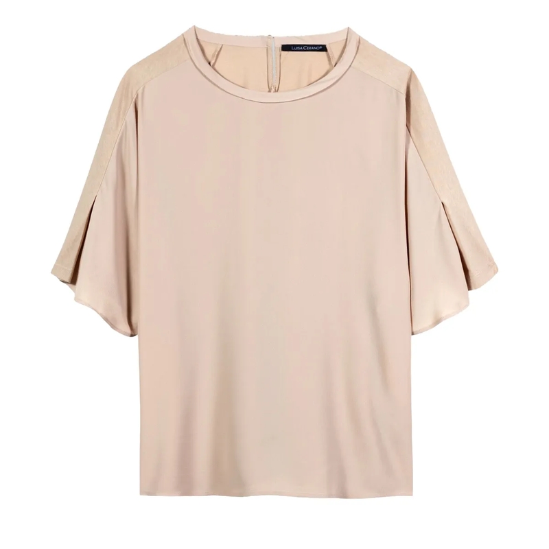 Luisa Cerano Top T-Shirt aus Seiden-Mix cappuccino