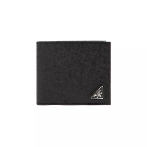 Prada Saffiano Leather Wallet Black Tvåveckad plånbok