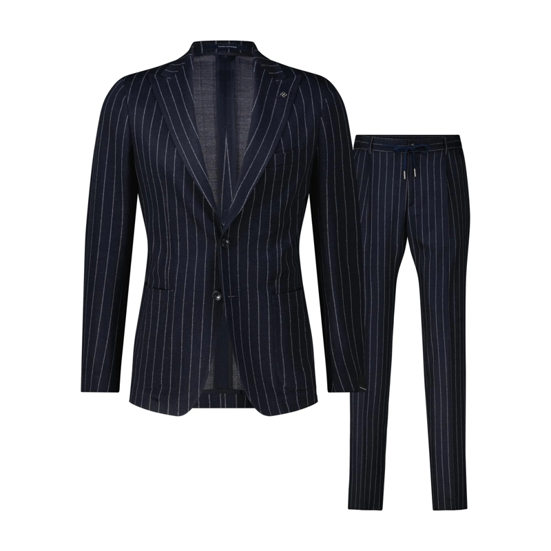 Tagliatore  Gestreifter zweiteiliger Anzug Derrick Dunkelblau