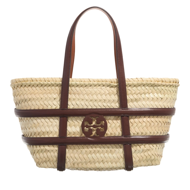 Tory Burch Sac panier Ella Straw Small Basket Classic Cuoio