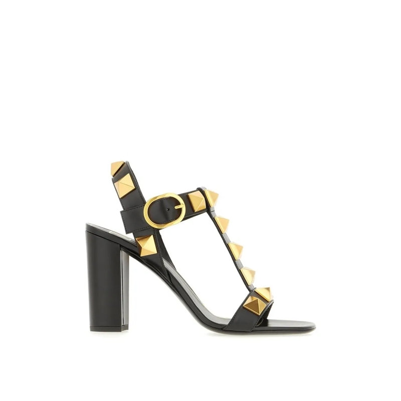Valentino Garavani Sandalen Roman Stud Sandals With Decorative Gold-Tone Studs Black