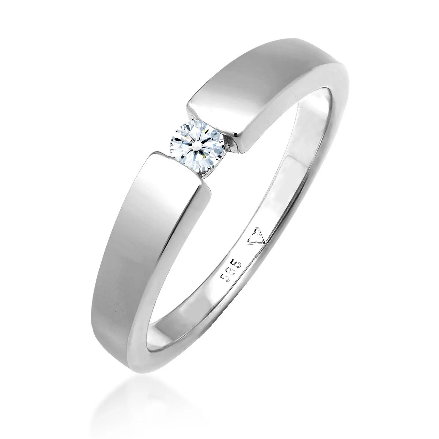 Elli Ringe - Ring Verlobungsring Diamant (0.11 ct.) 585 Weißgol - Gr. 52 MM - in Silber - für Damen