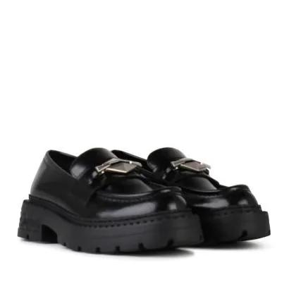 Jimmy Choo Loafers & Ballerinas - Marlow%27 Black Shiny Leather Loafers - Gr. 36 (EU) - in Beige - für Damen