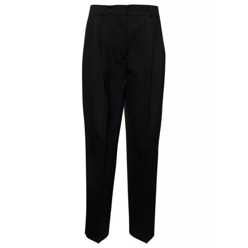 TOTEME Black Double Pleated Tailored Trousers In Wool Ble Black Kostymbyxor