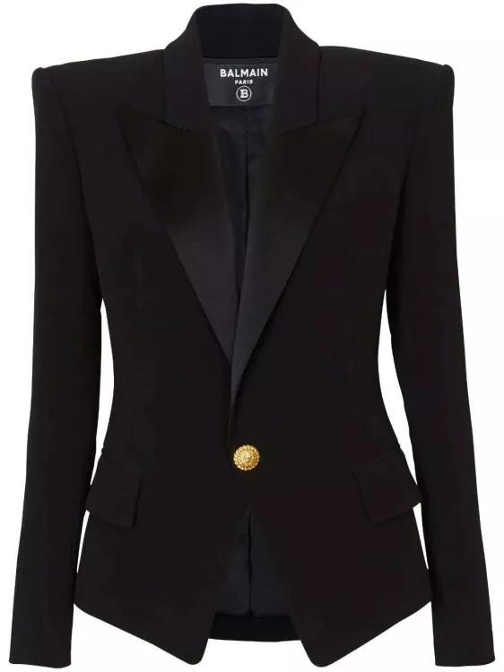 Balmain - Satin-Lapel Single-Breasted Blazer - Größe 42 - black