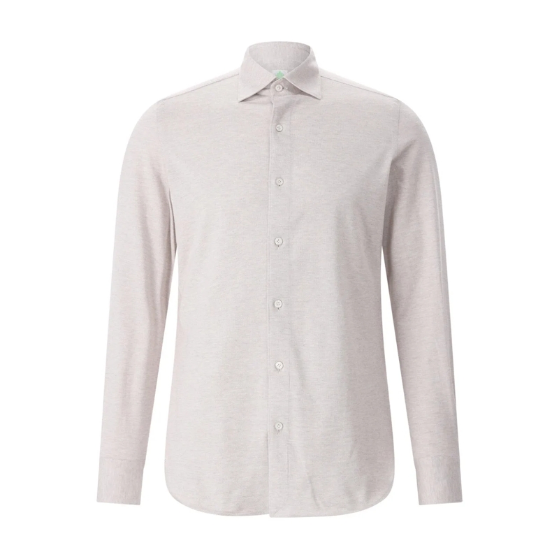 Finamore Hemd Hemd Luigi aus Baumwolle & Kaschmir beige