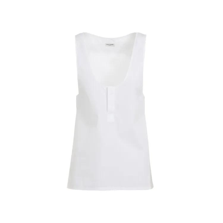 Saint Laurent - White Cotton Top - Größe 40 - weiß