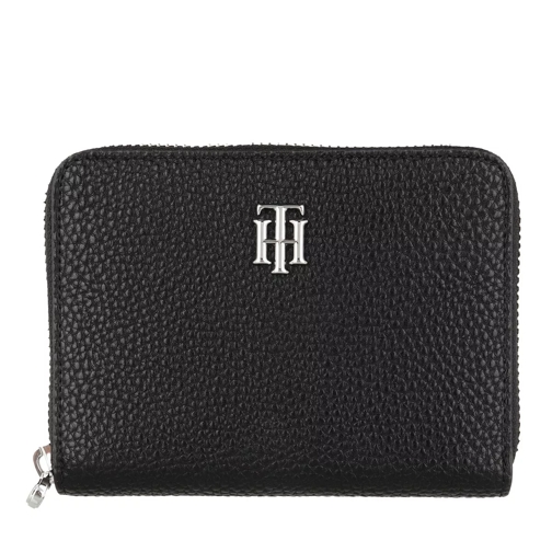 Tommy Hilfiger TH Essence Medium Zip Around Wallet Black Portemonnaie mit Zip-Around-Reißverschluss