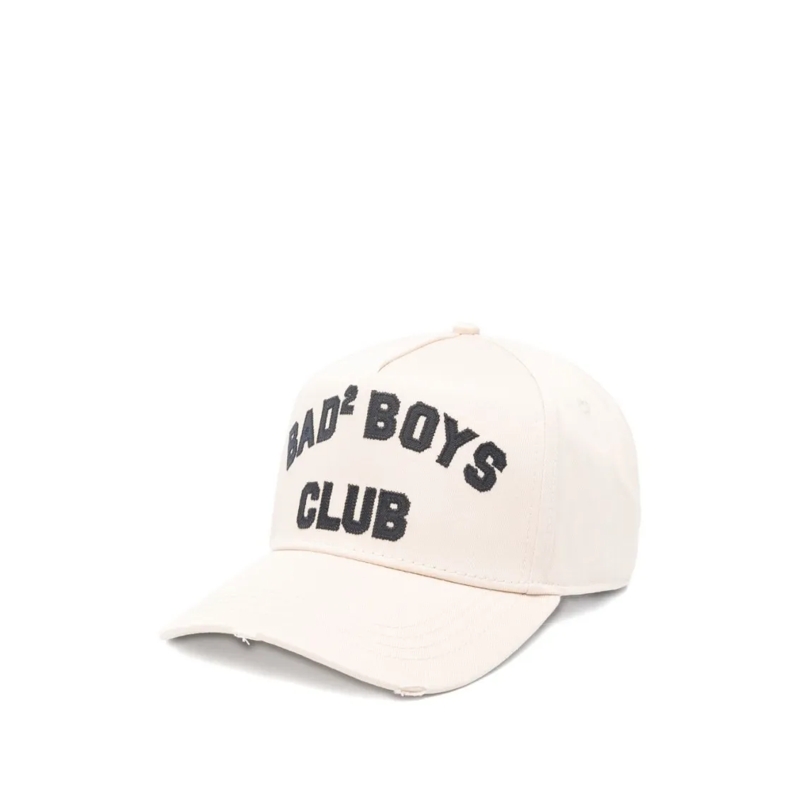 Dsquared2 Hoed Ivory Cotton Baseball Cap With Bold Embroidery Neutrals