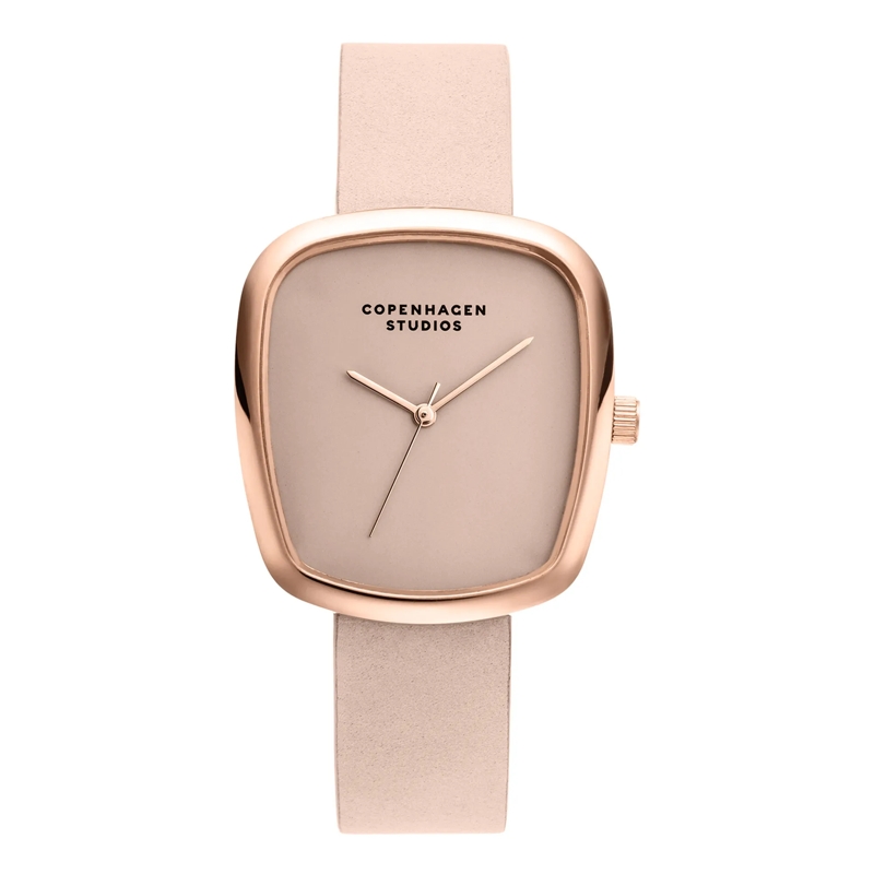 Copenhagen Quarzuhr Echtleder Curved Leather rose