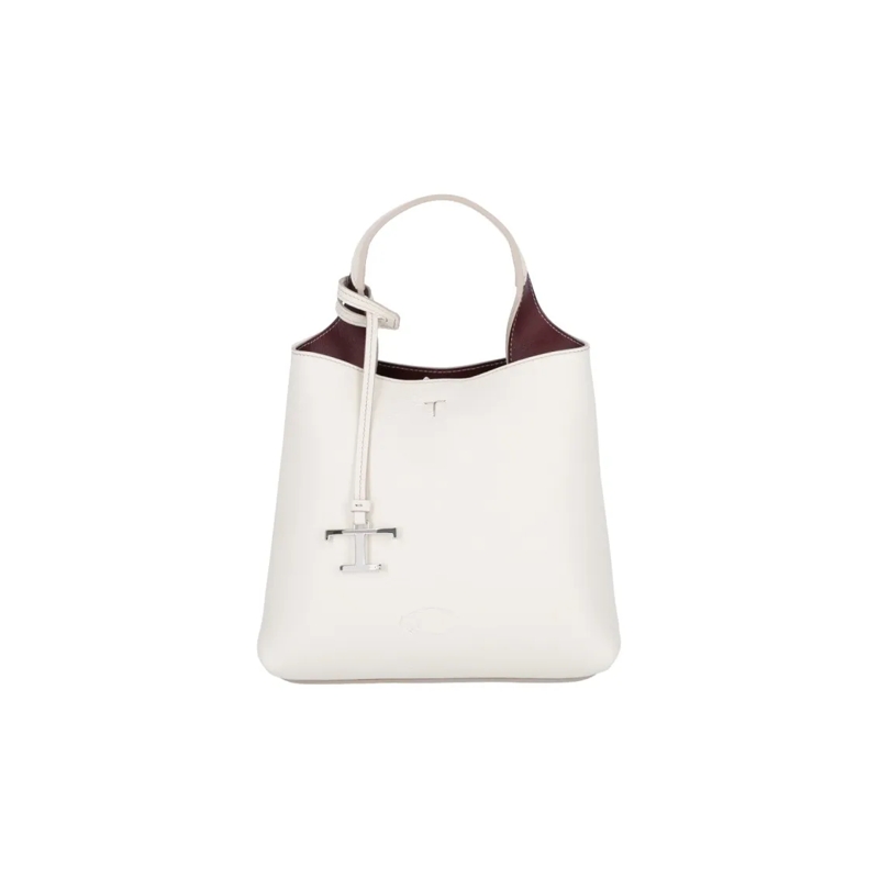 Tod's Sac à bandoulière Textured White Leather Handbag With Silver Charm White