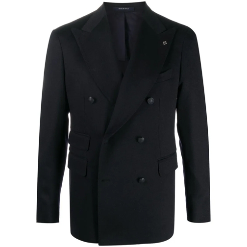 Tagliatore Blazer Blue Double-Breasted Jacket Black