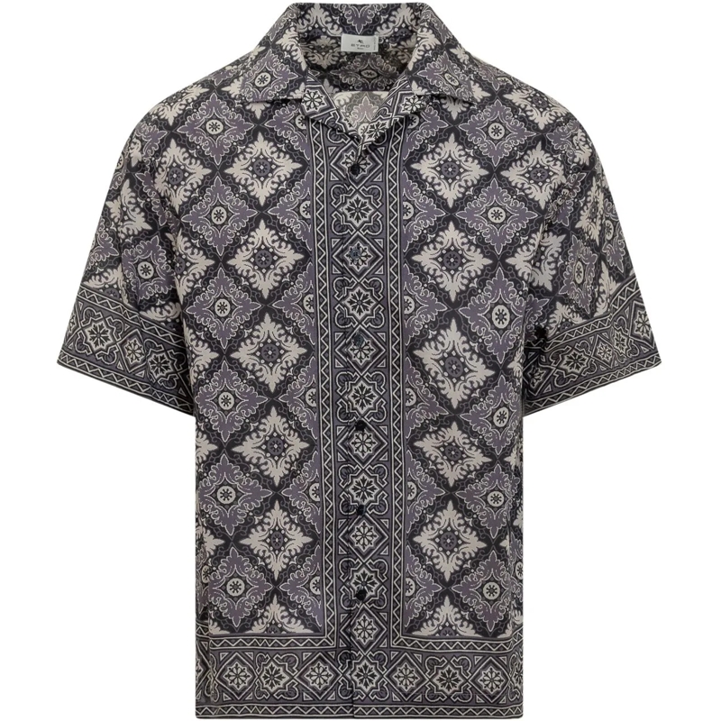 Etro Haut décontracté Camicia Bowling dunkelblau