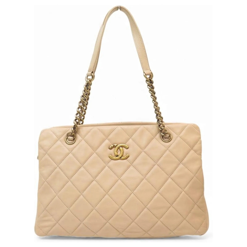 Chanel Shopper CHANEL CROWN TOTE QUILTED LEDER BEIGE SHOPPING HAN beige