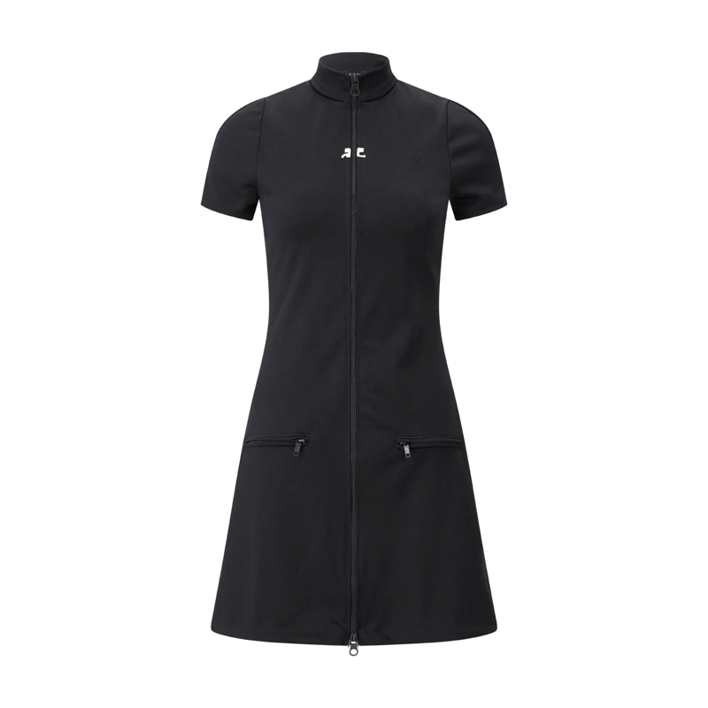 Courrèges Midikleid Slim-Fit Minikleid aus Jersey Schwarz(Image 2)