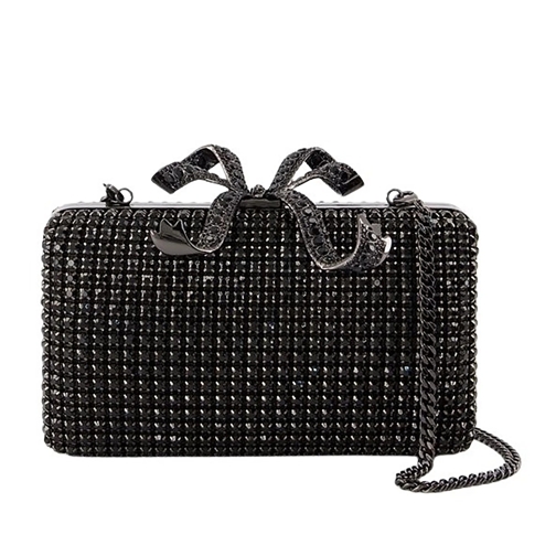 Self Portrait Clutch Crystal Box Clutch - Metal - Black Black