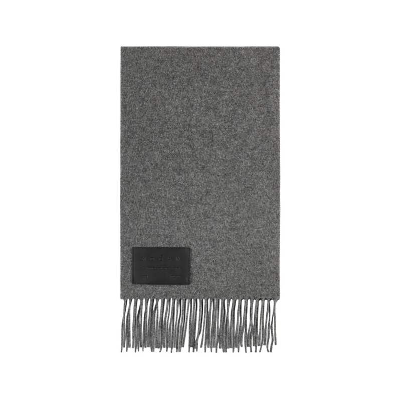 Hogan Lichtgewicht Sjaal Fringed Grey Wool And Cashmere Scarf Grey