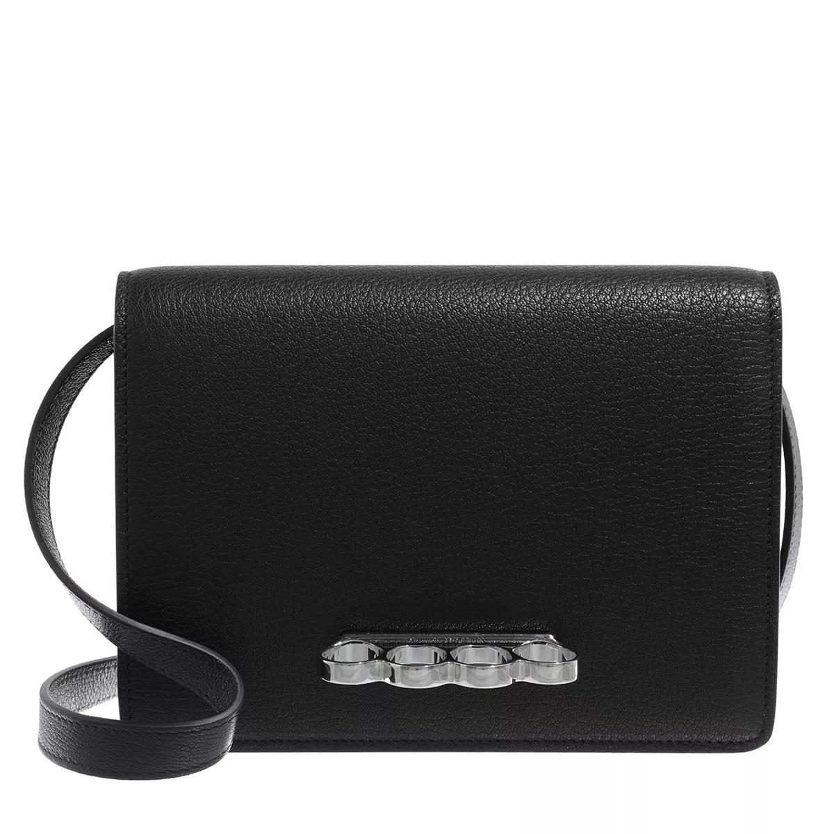 Alexander McQueen The Four Ring Crossbody Leather Black Crossbody Bag